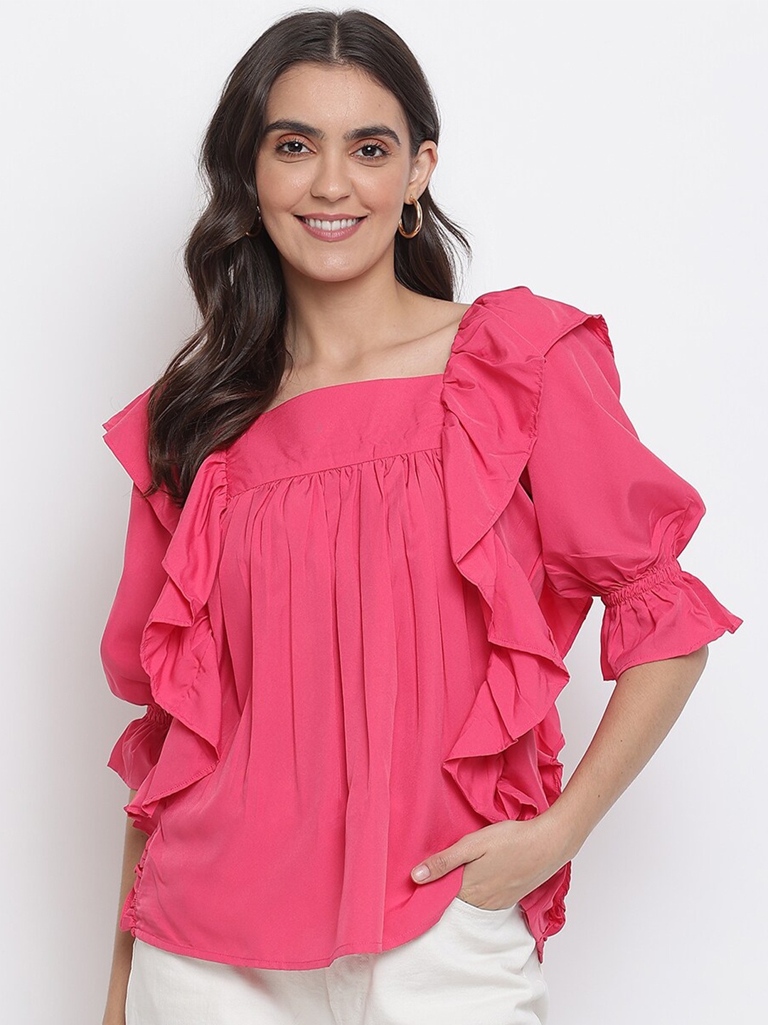 

Lagashi Pink Ruffles Top
