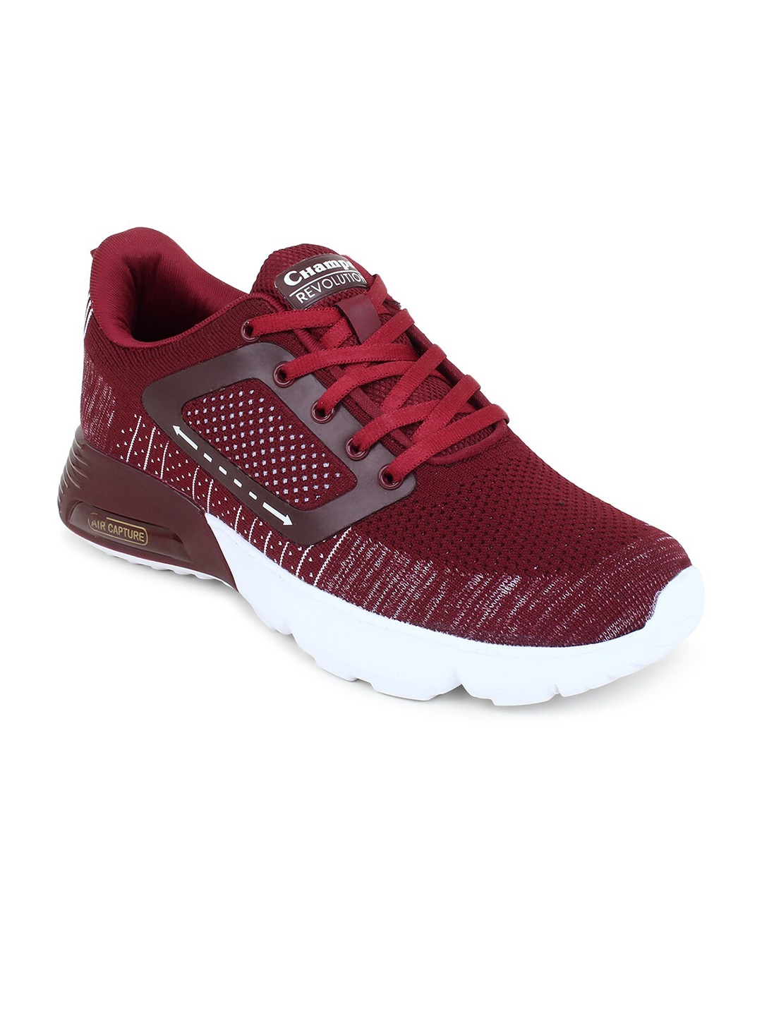 

Champs Men Burgundy & White Mesh Running Non-Marking Shoes