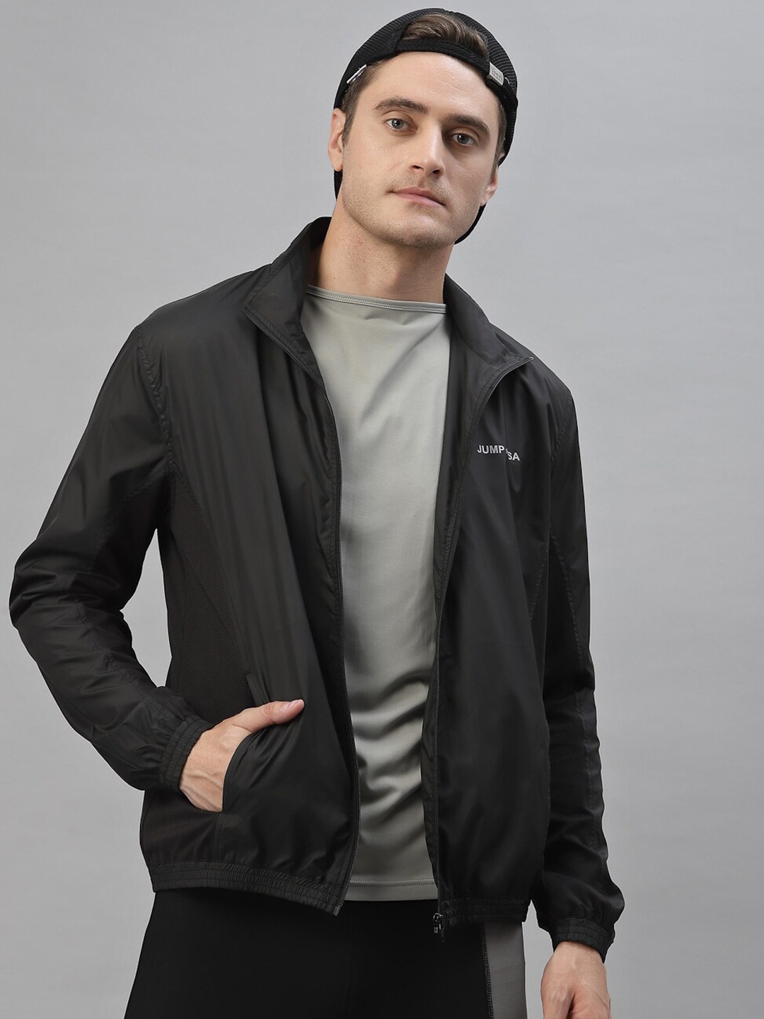 

JUMP USA Men Black Water Resistant Bomber Jacket