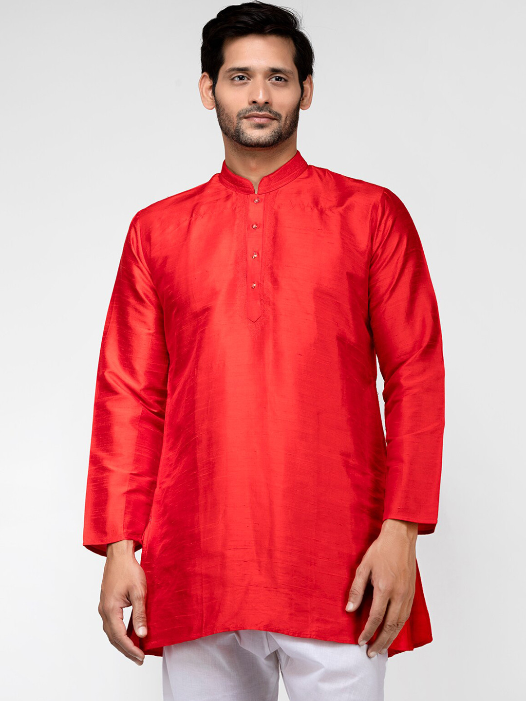 

TATTVA Men Red Silk Kurta