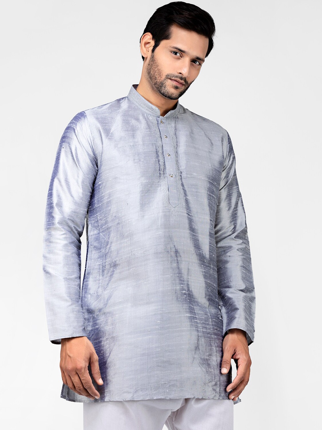 

TATTVA Men Silver-Toned Straight Kurta