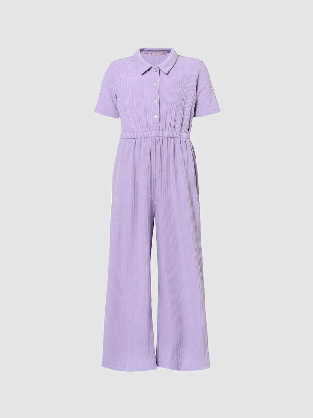 

KIDS ONLY Girls Purple Shirt Collar Cotton Jumpsuit