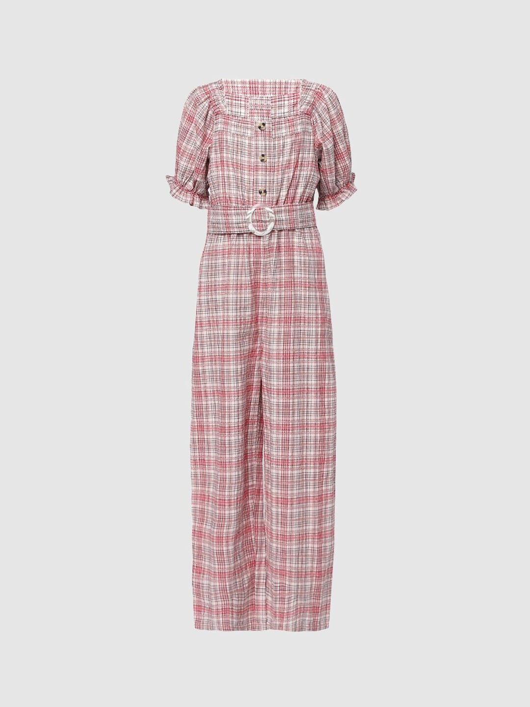 

KIDS ONLY Girls Red & White Checked Basic Jumpsuit