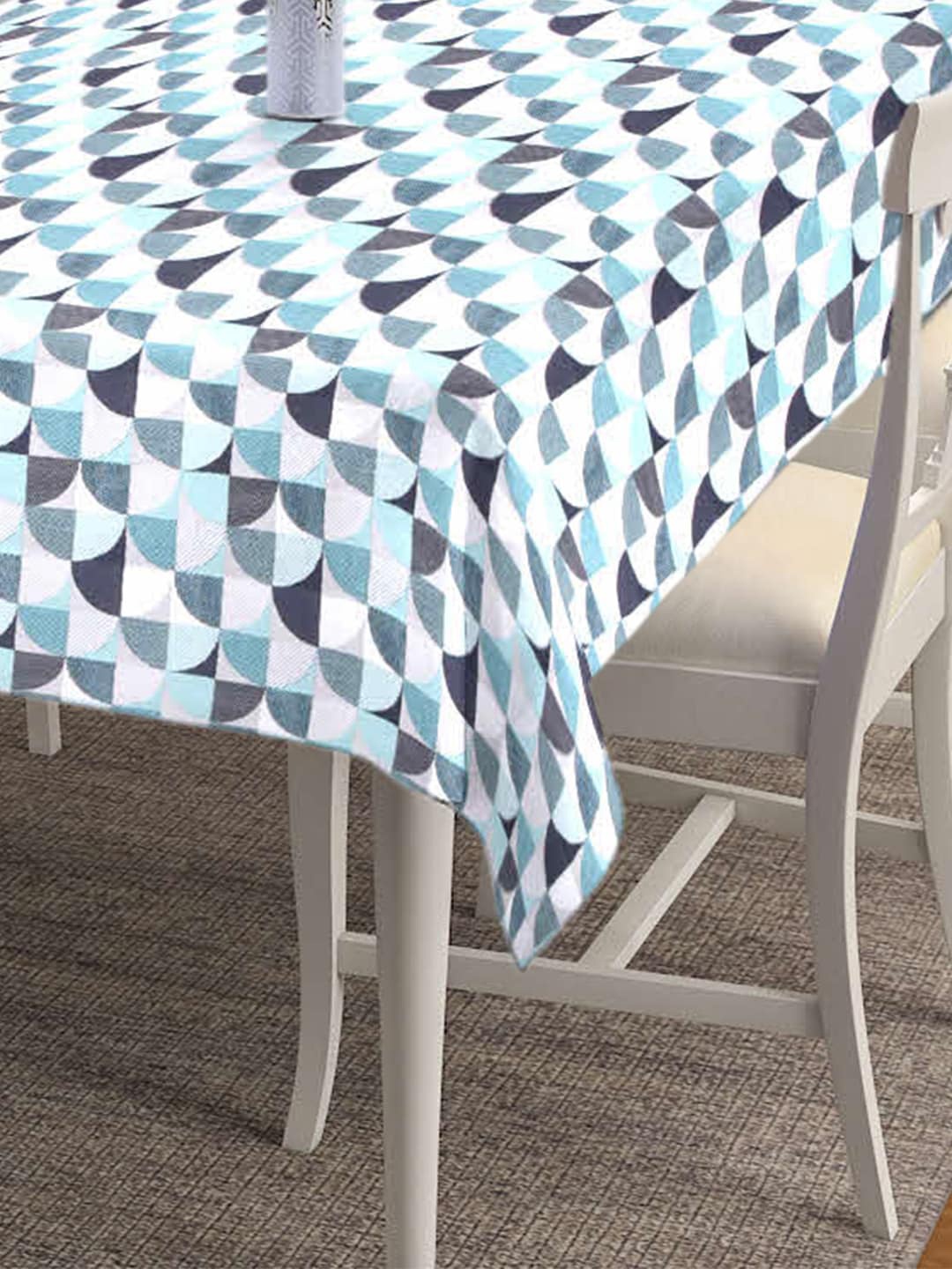SHADES of LIFE White & Blue Printed Cotton Table Covers