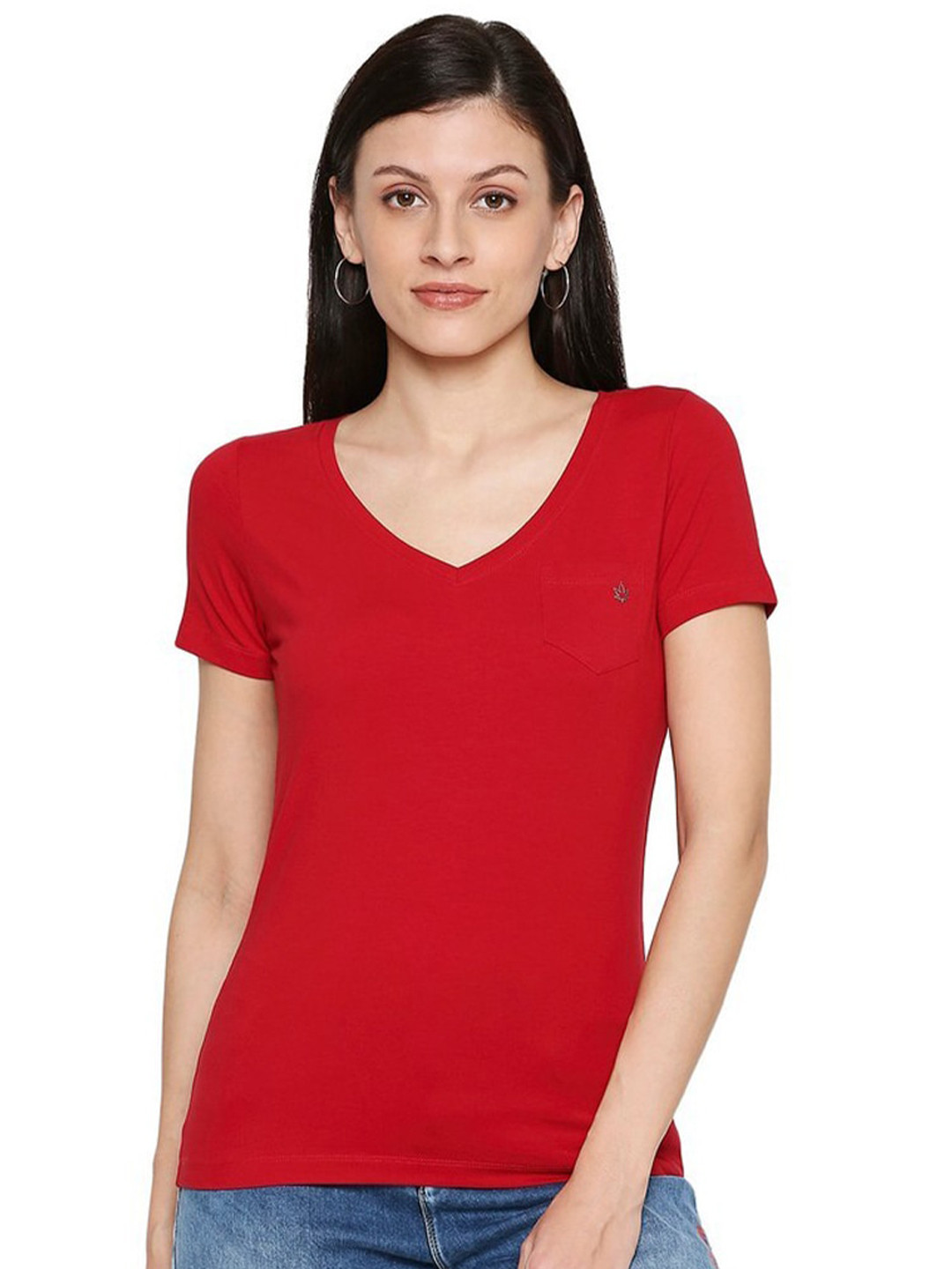 

SPYKAR Women Red V-Neck T-shirt