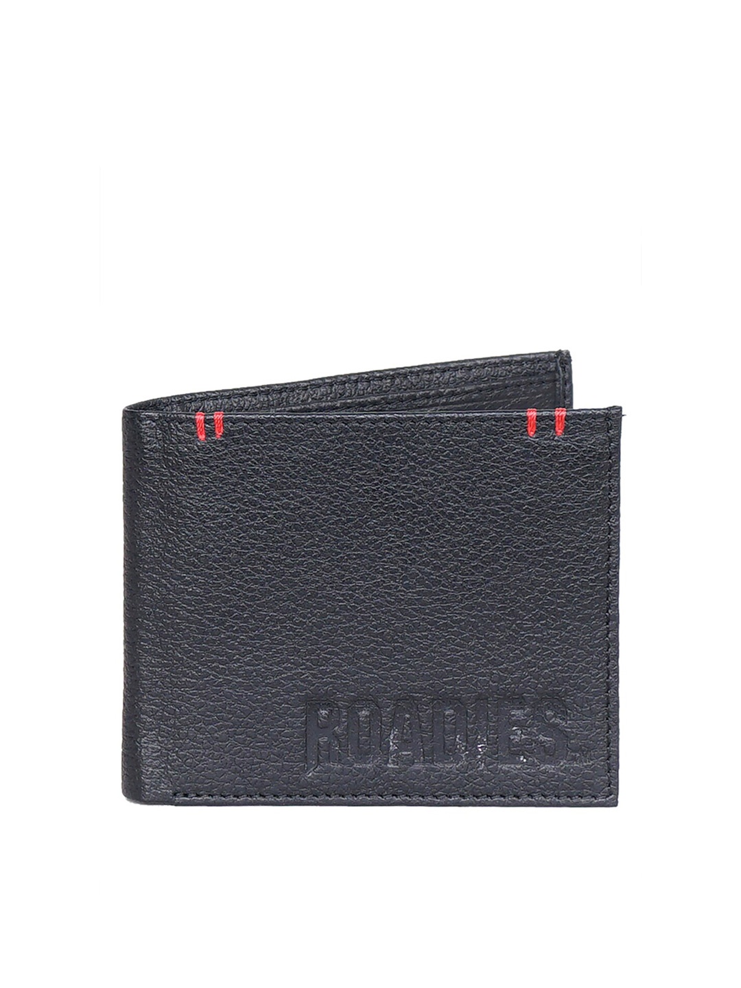 

Justanned Men Black Textured Leather Two Fold Wallet