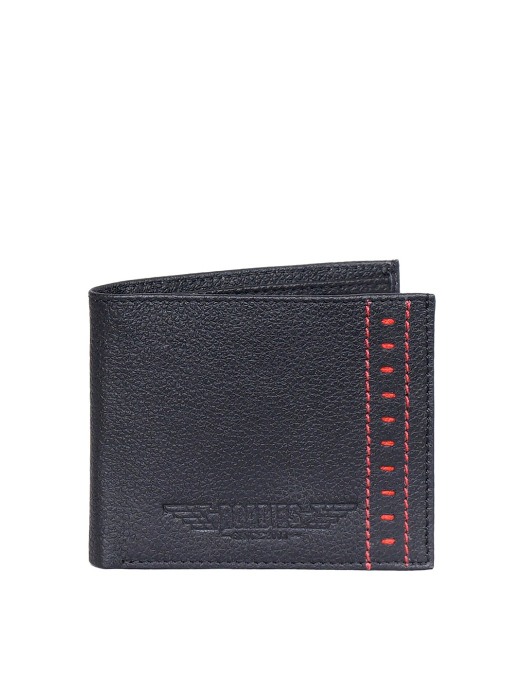 

Justanned Men Black Textured Leather Two Fold Wallet