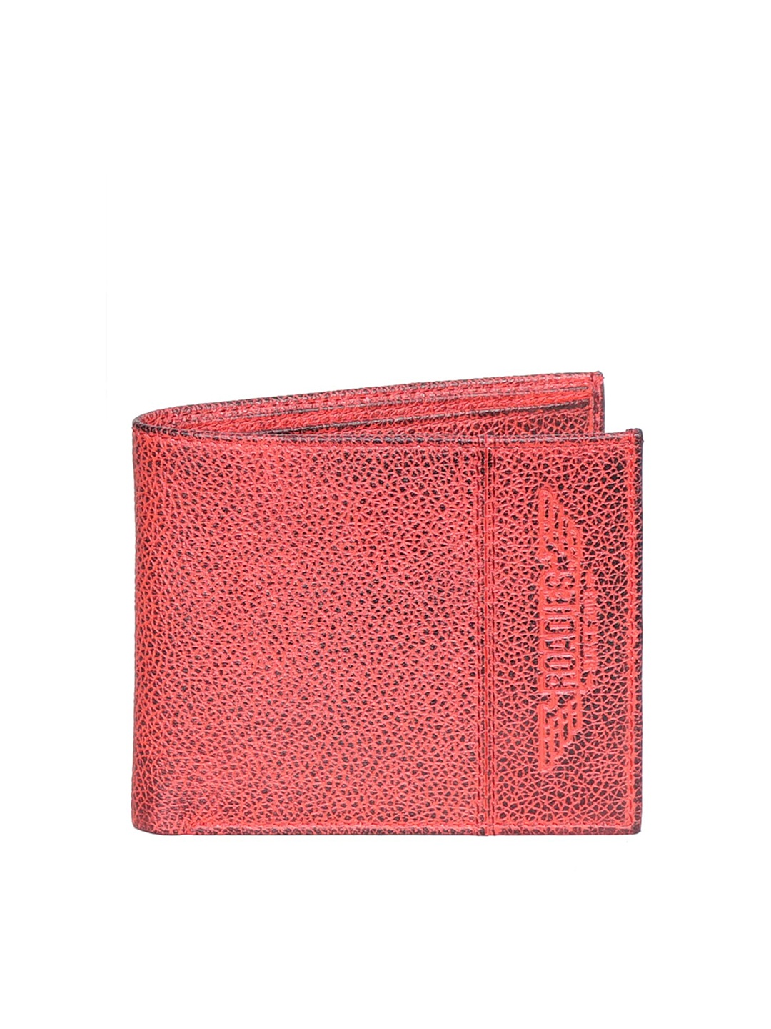 

Justanned Men Rust Textured Leather Two Fold Wallet