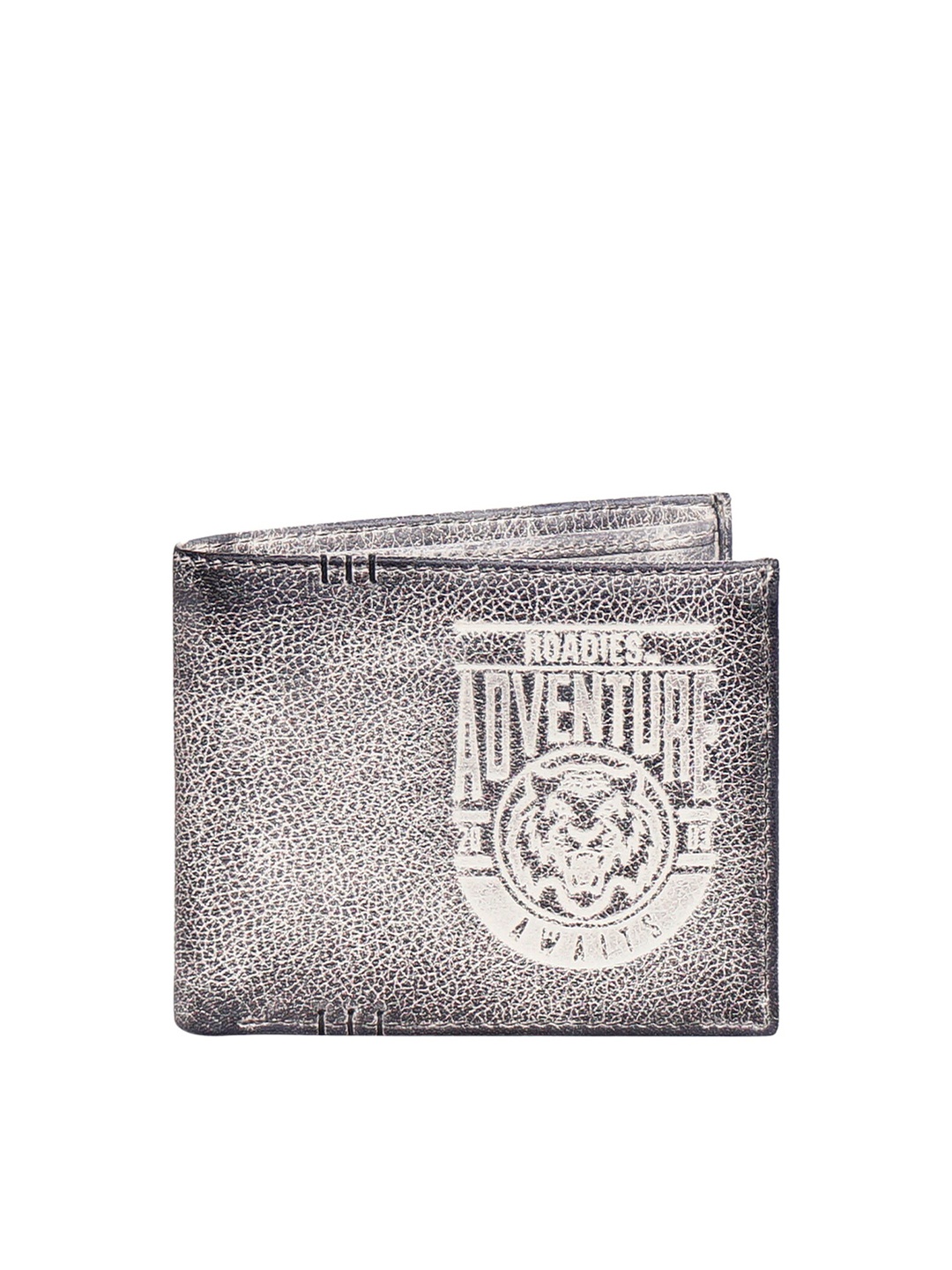 

Justanned Men Grey Textured Leather Two Fold Wallet