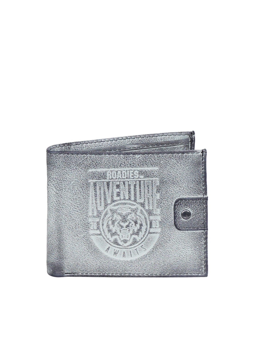 

Justanned Men Grey Textured Leather Two Fold Wallet