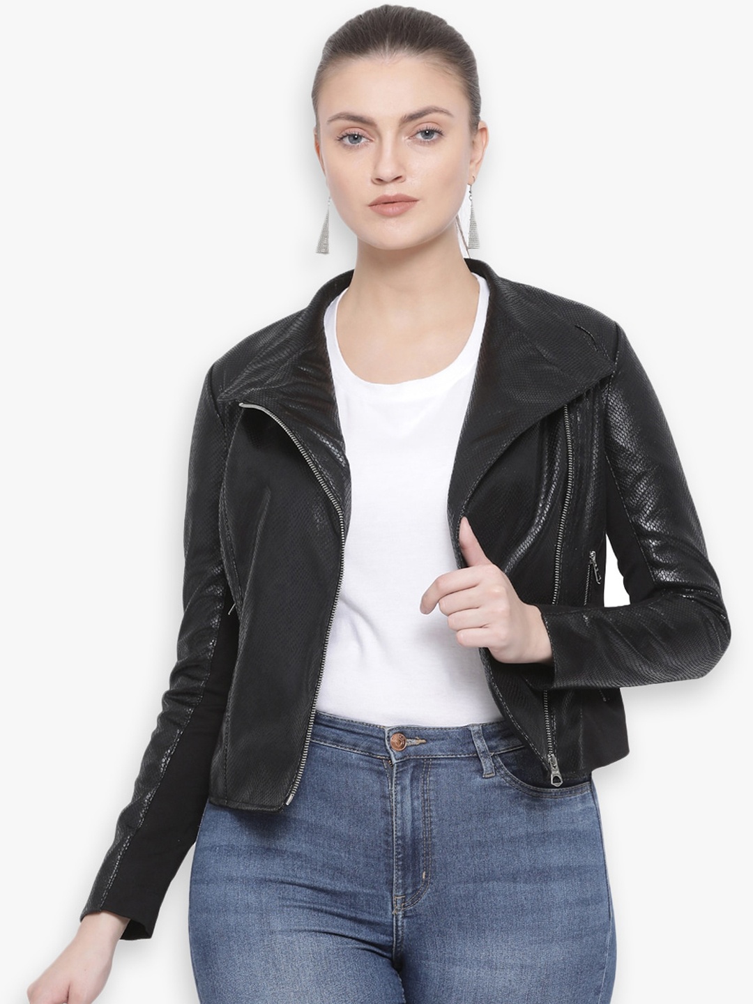 

Justanned Women Black Lightweight Crop Outdoor Biker Jacket