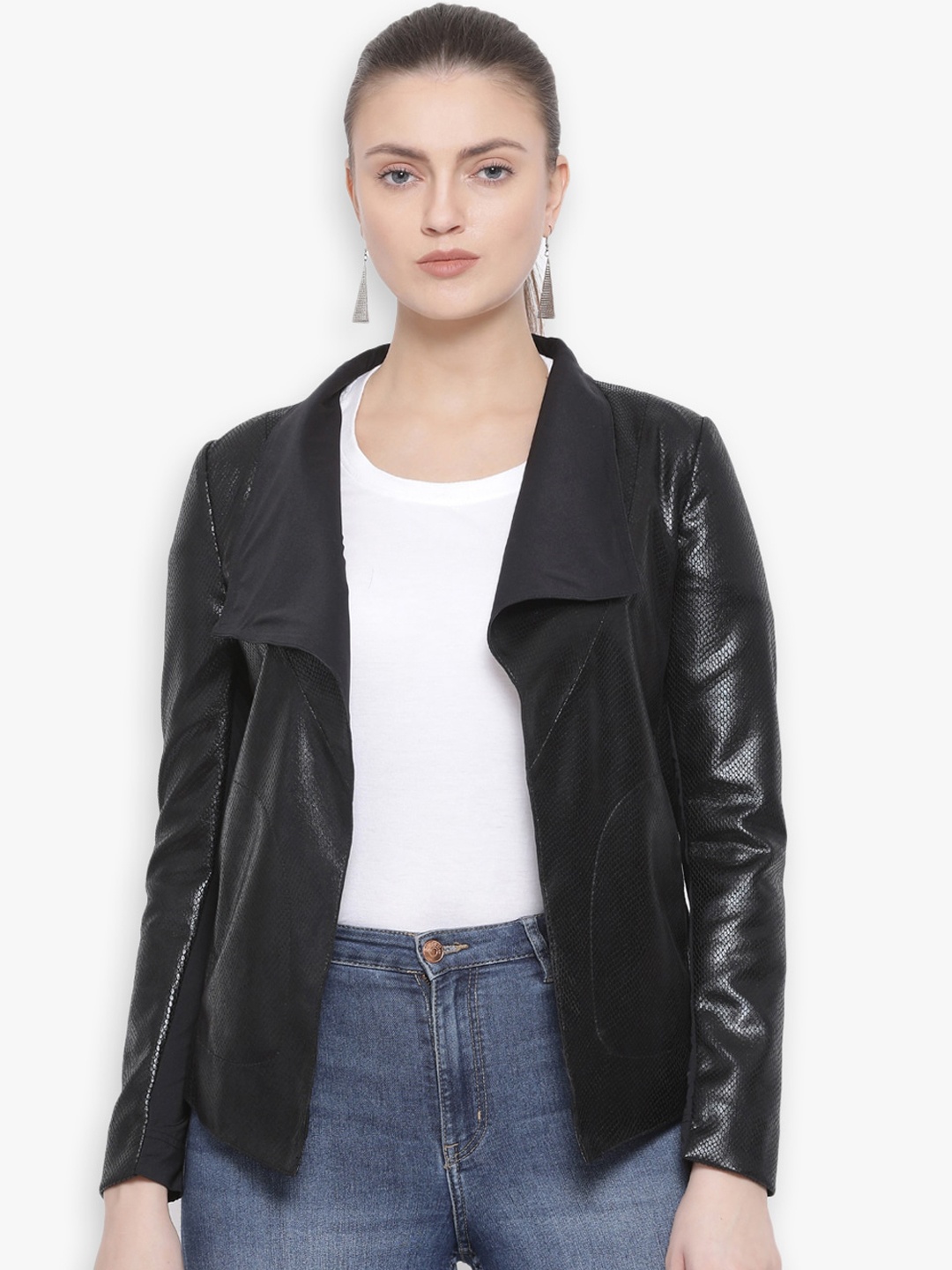 

Justanned Women Black Lightweight Outdoor Open Front Jacket