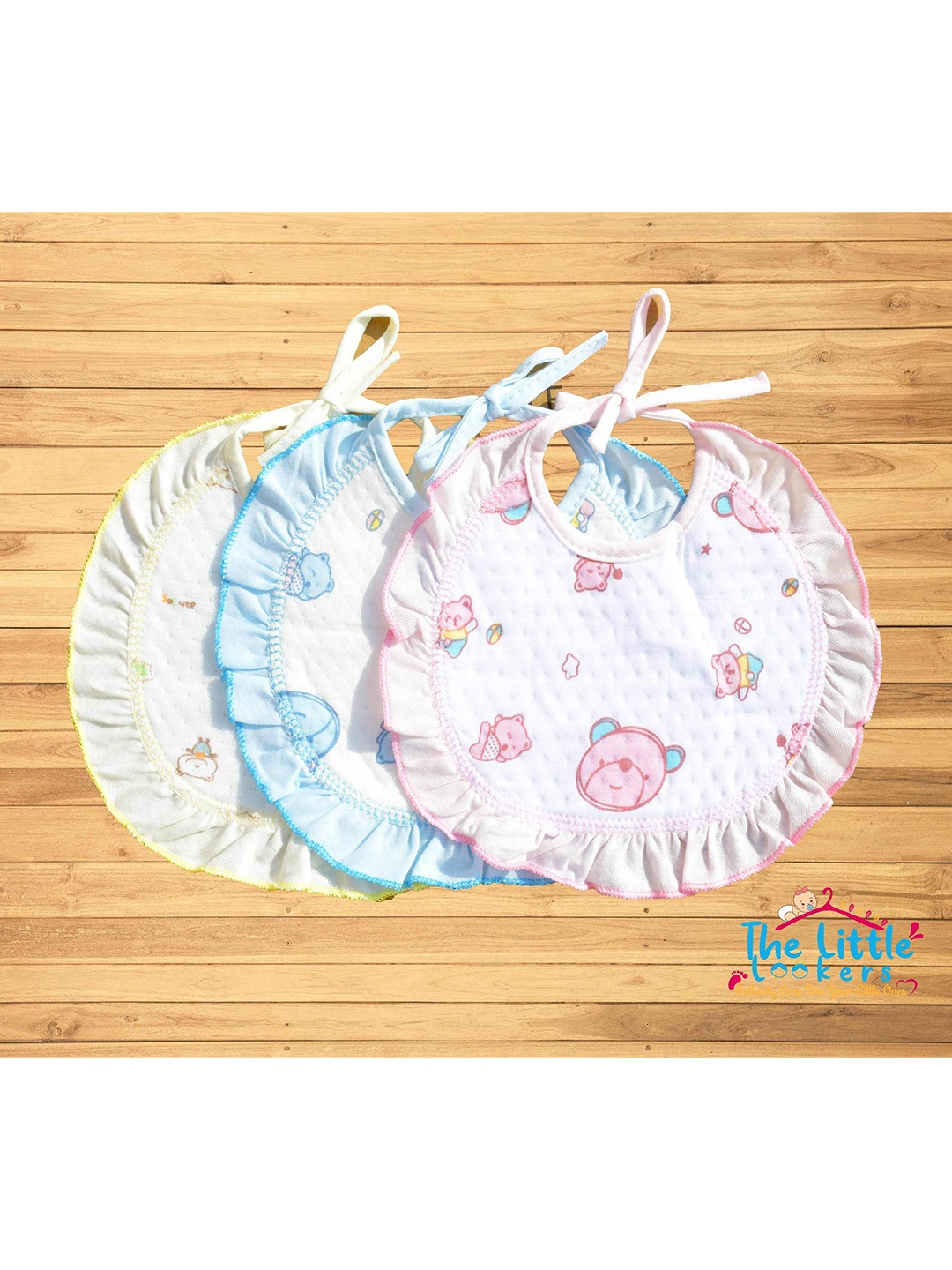 

The Little Lookers Kids Pack Of 3 Printed Bibs, Pink