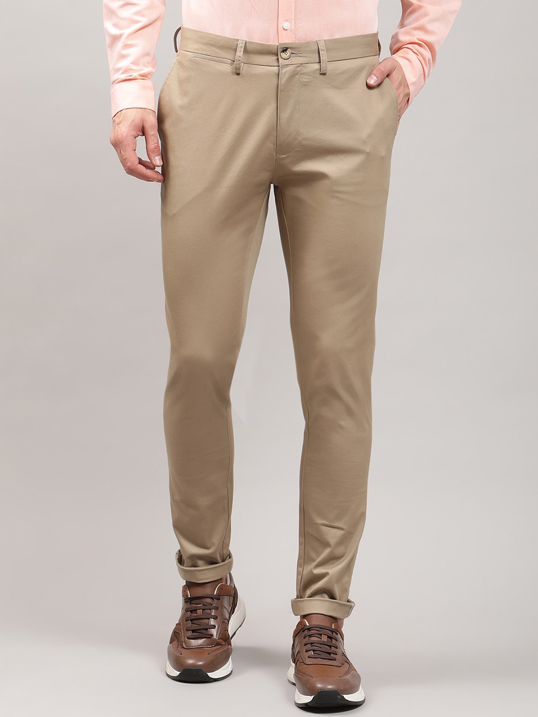 

BEN SHERMAN Men Beige Skinny Fit Trousers