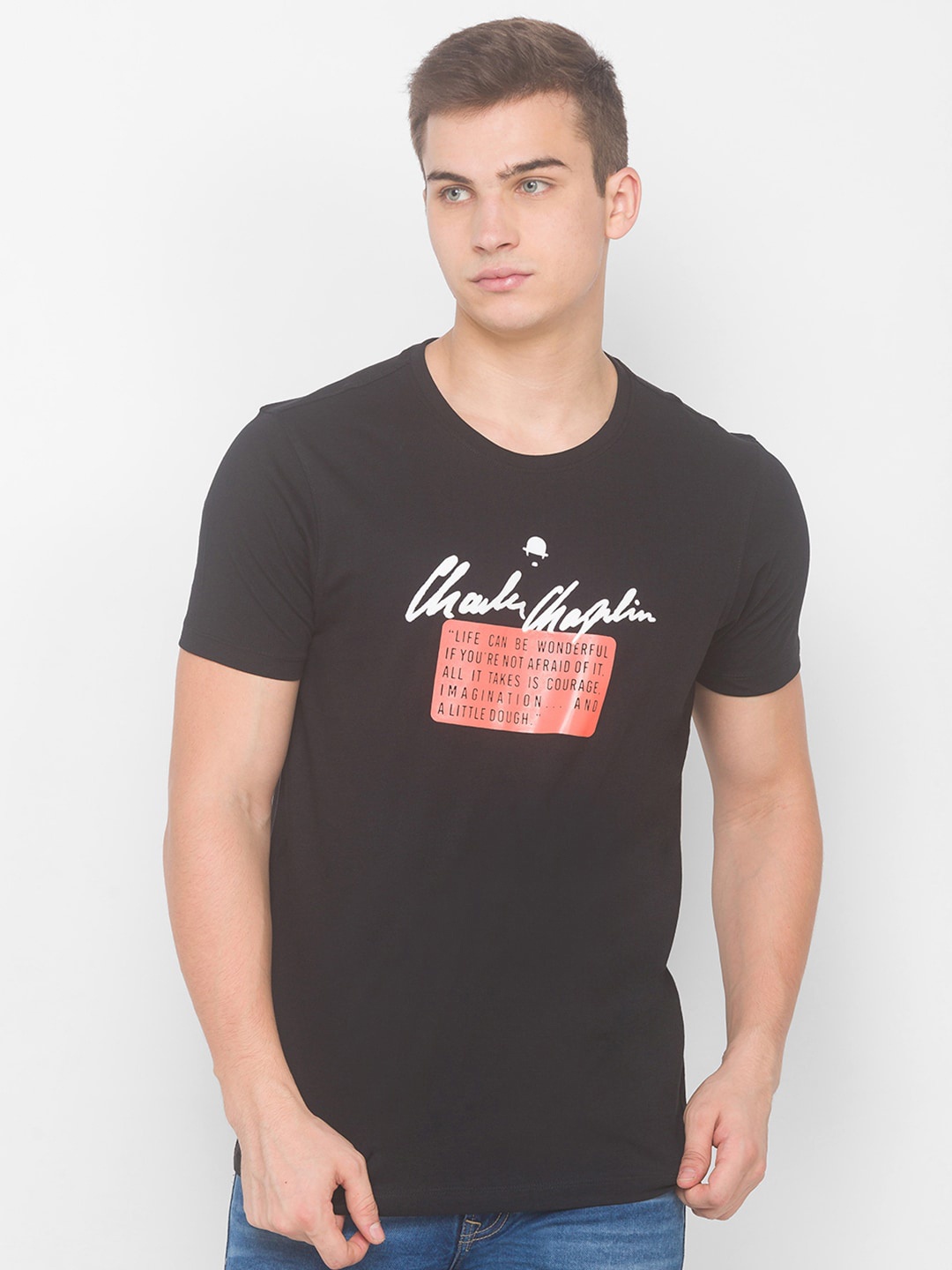 

SPYKAR Men Black Typography Printed Slim Fit T-shirt