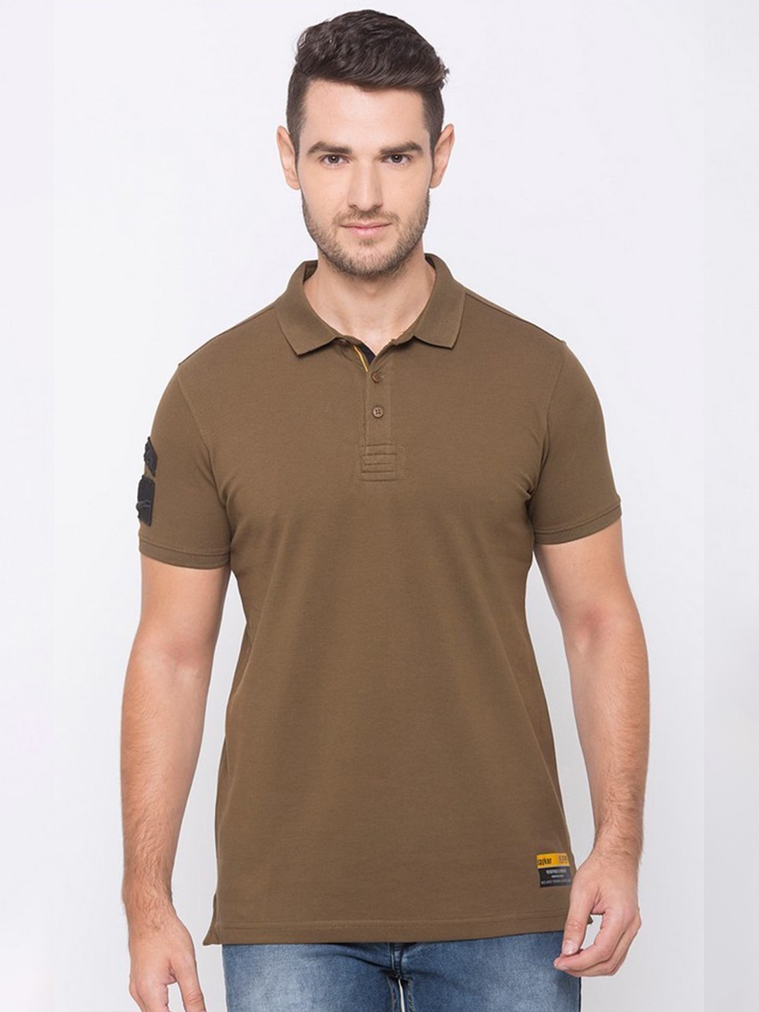 

SPYKAR Men Olive Green Polo Collar Slim Fit T-shirt