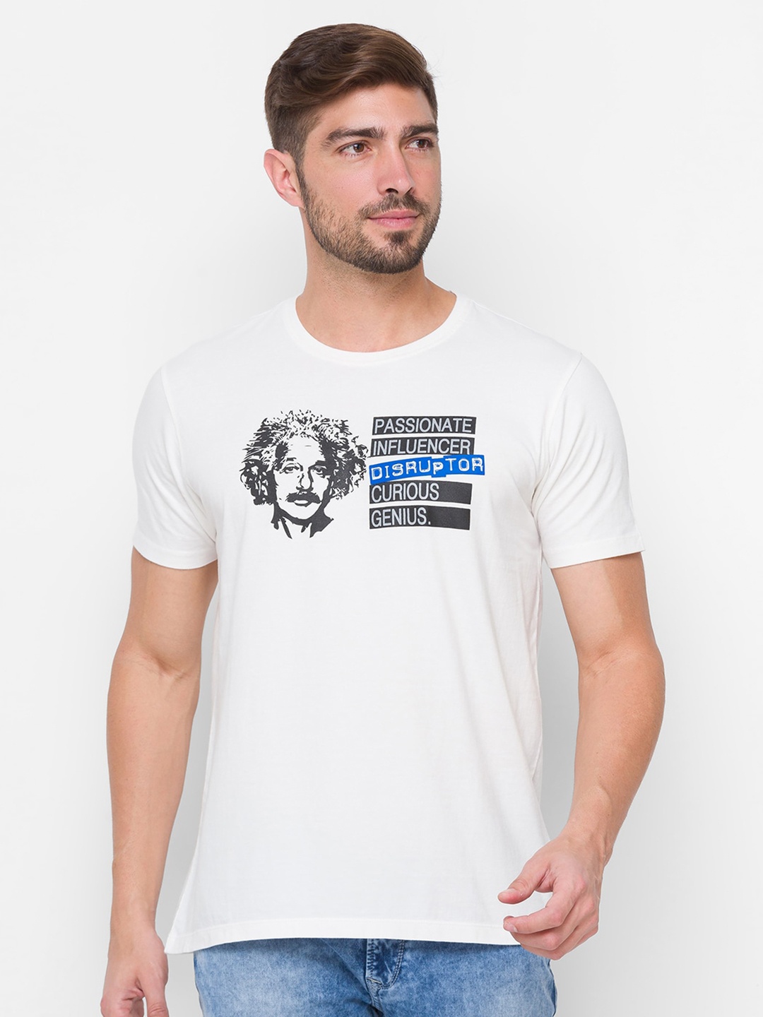 

SPYKAR Men White Printed T-shirt