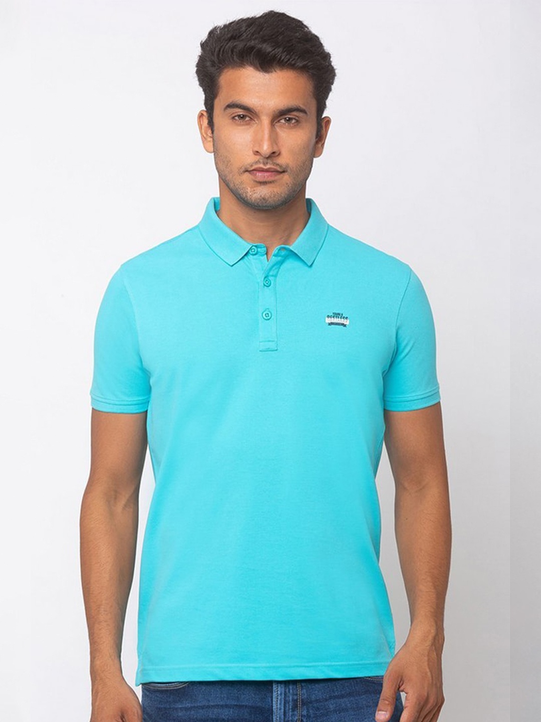 

SPYKAR Men Blue Polo Collar T-shirt