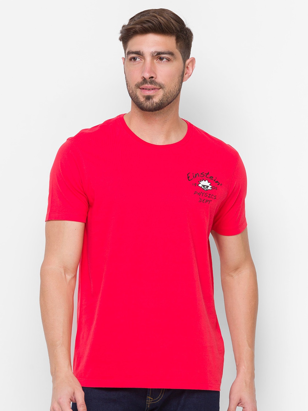 

SPYKAR Men Orange Typography Print Slim Fit T-shirt