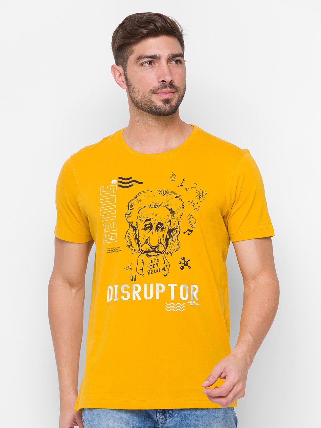 

SPYKAR Men Mustard Yellow Printed T-shirt