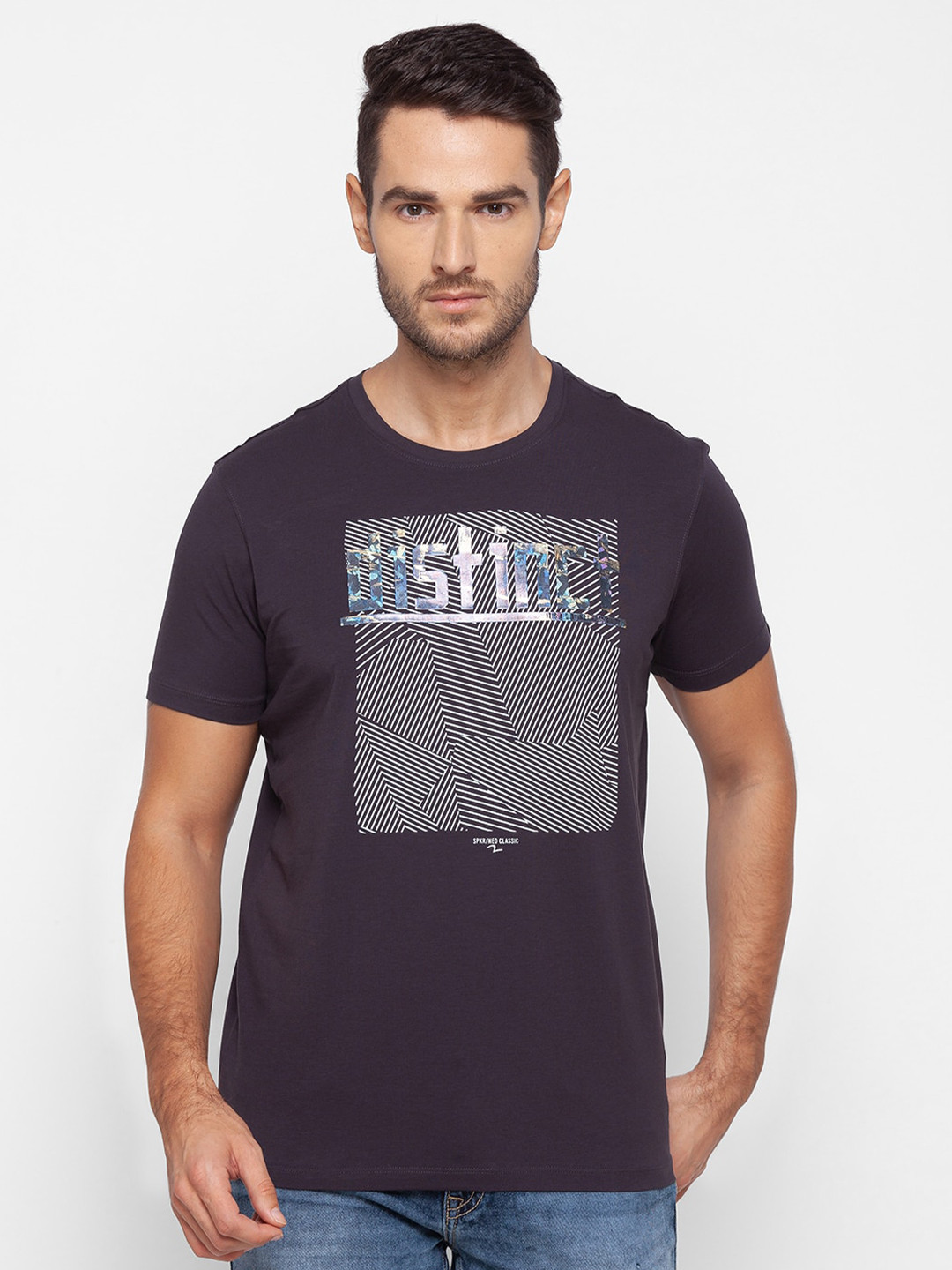 

SPYKAR Men Purple Typography Printed Slim Fit T-shirt