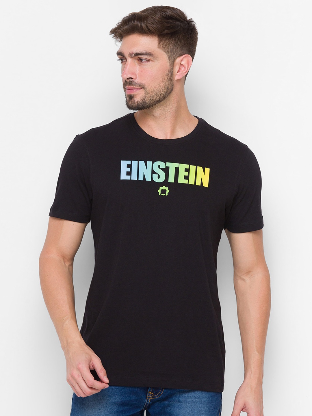 

SPYKAR Men Black Typography Printed Slim Fit Cotton T-shirt