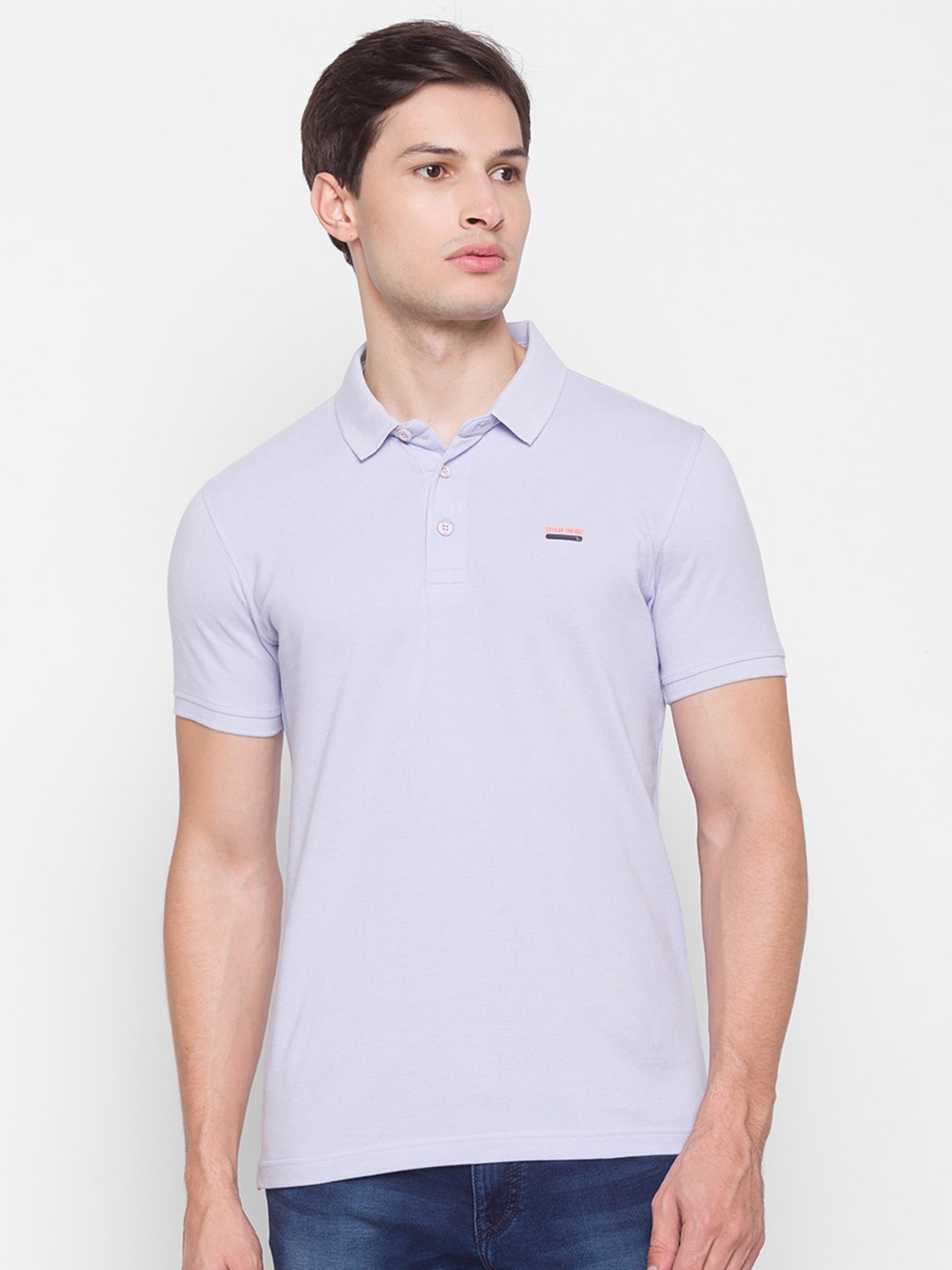 

SPYKAR Men Purple Polo Collar Cotton Slim Fit T-shirt