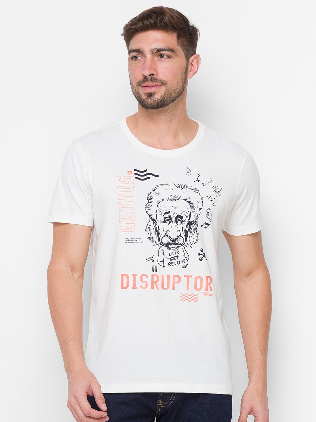 

SPYKAR Men White Printed T-shirt