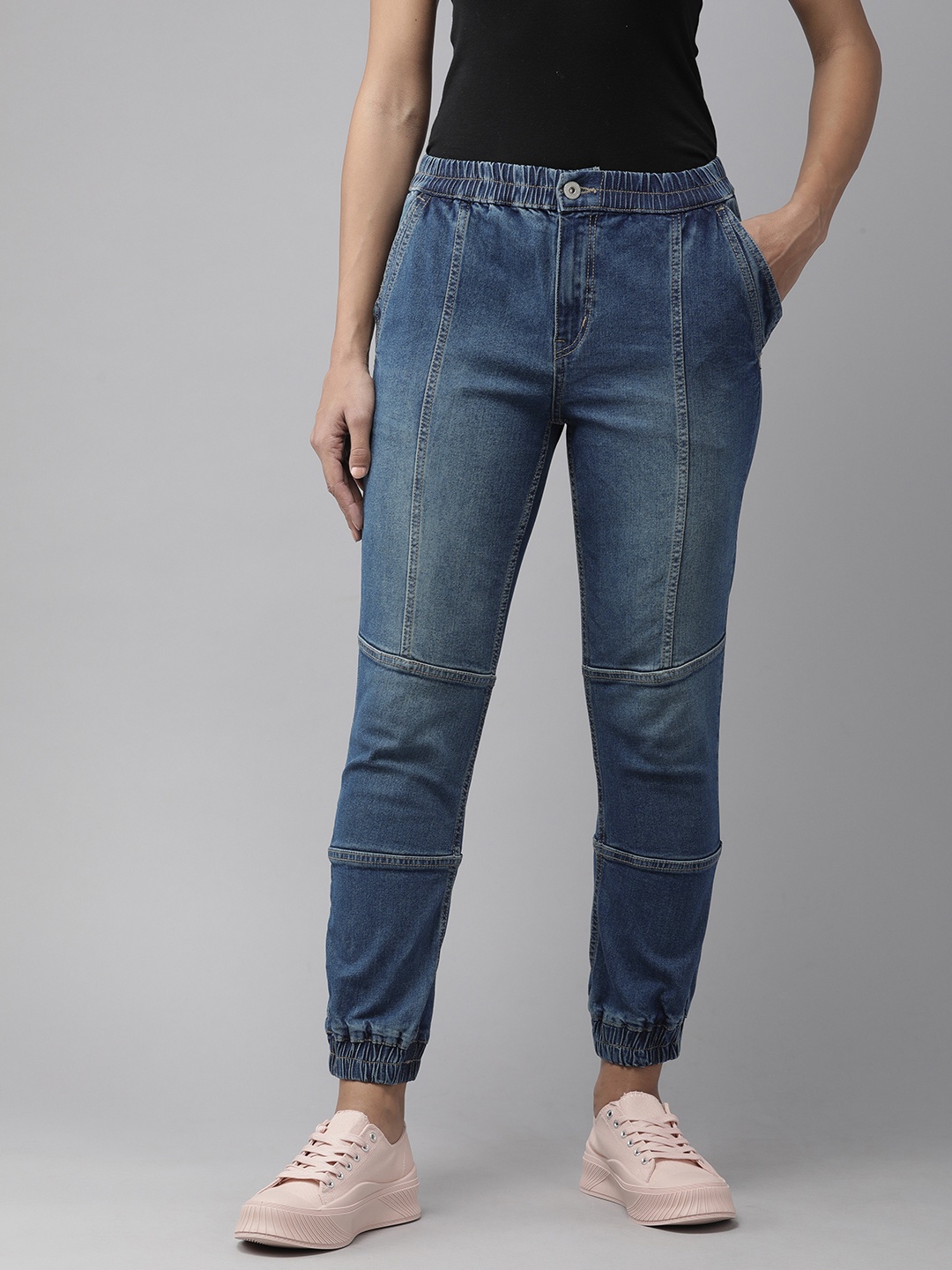 

Roadster Fast and Furious Women Blue Jogger Heavy Fade Stretchable Jeans