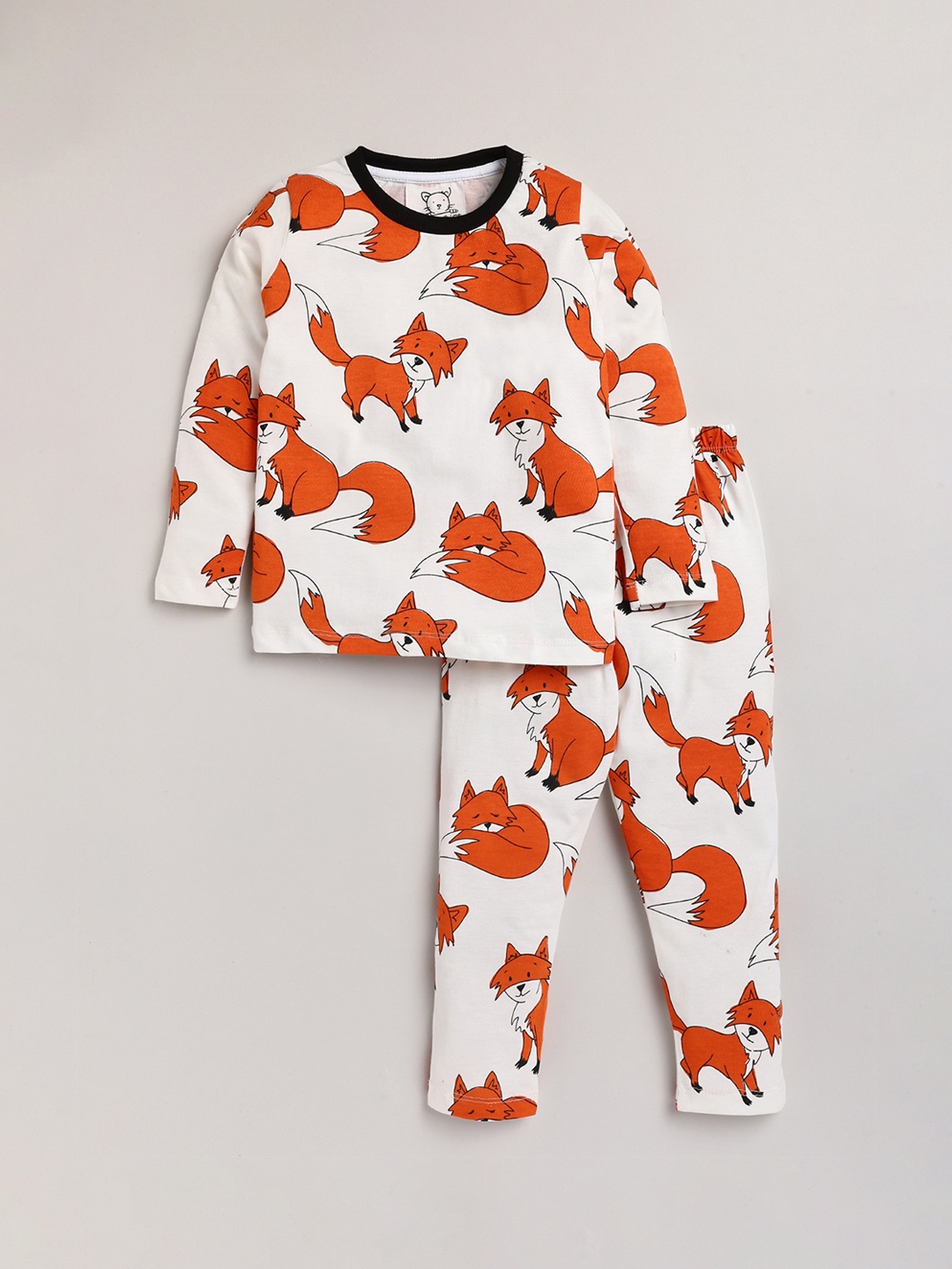 

Lazy Shark Boys White & Orange Printed Night suit