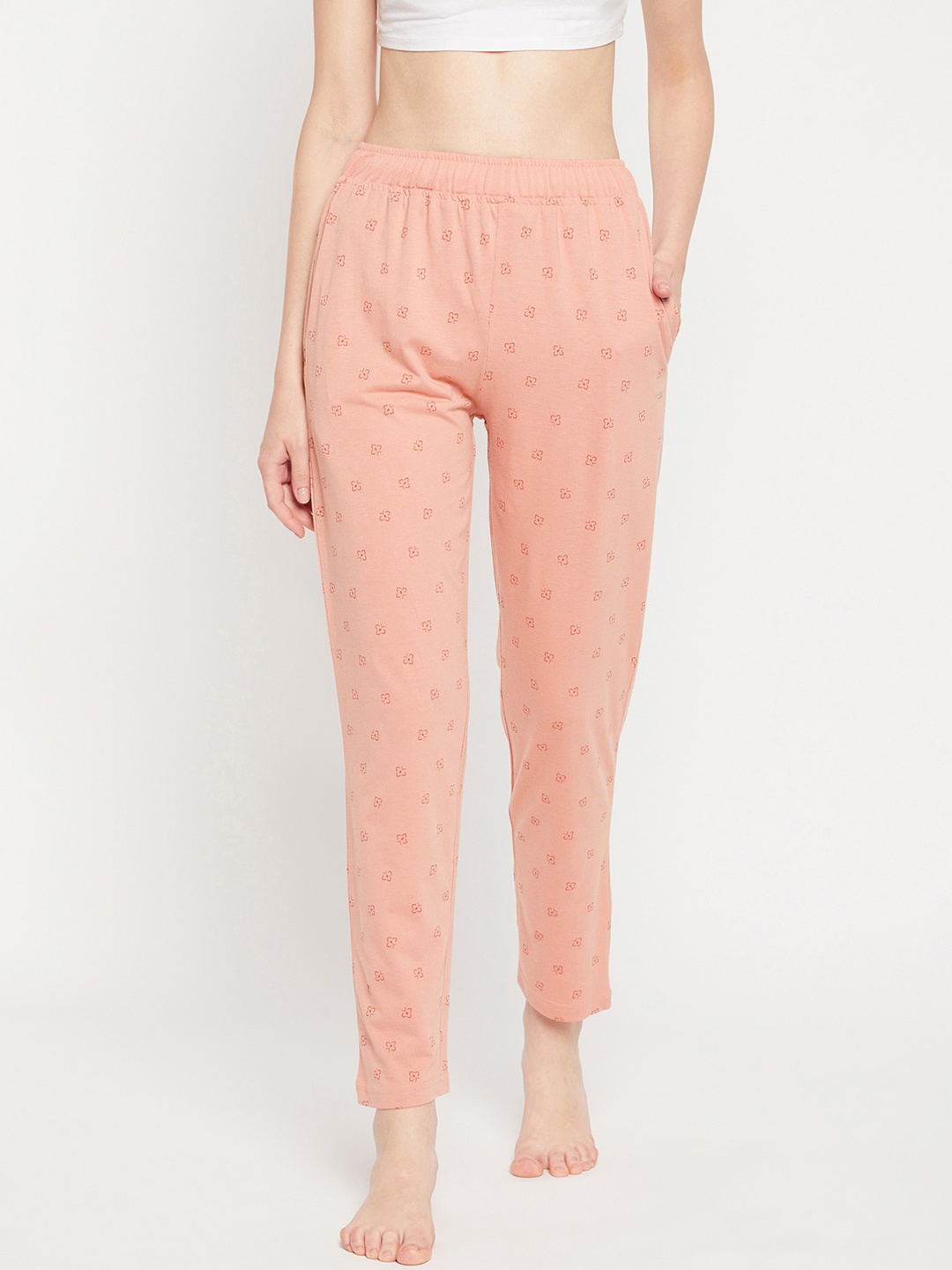 

Okane Women Peach Printed Straight-fit Lounge Pants