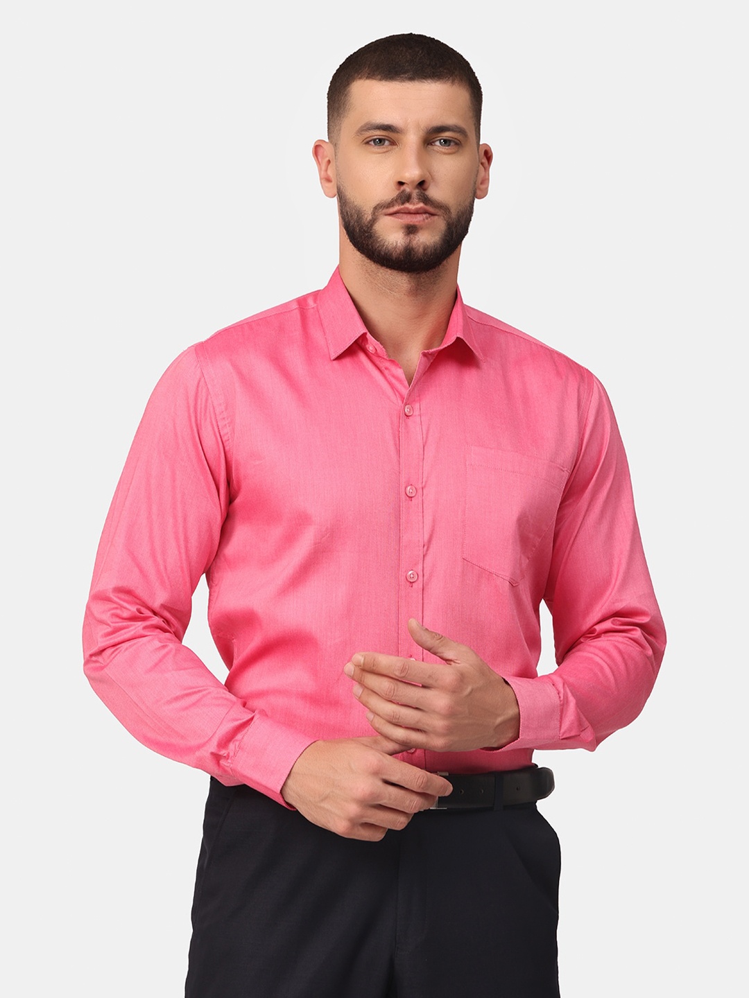 

Copperline Men Pink Comfort Slim Fit Cotton Formal Shirt