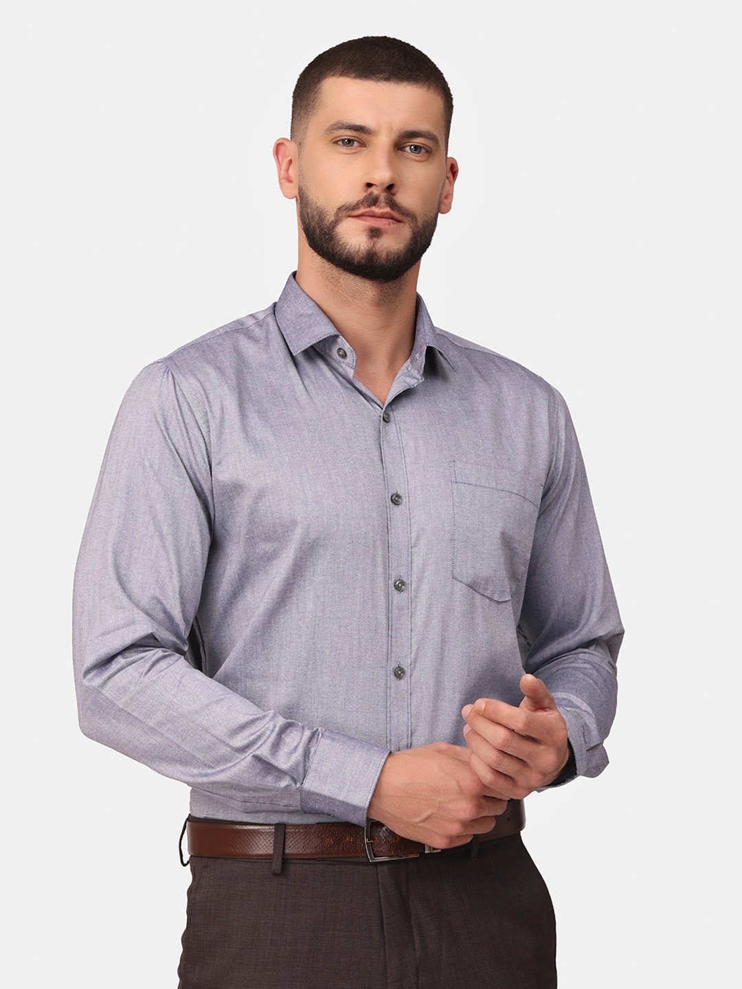 

Copperline Men Navy Blue Comfort Slim Fit Formal Shirt