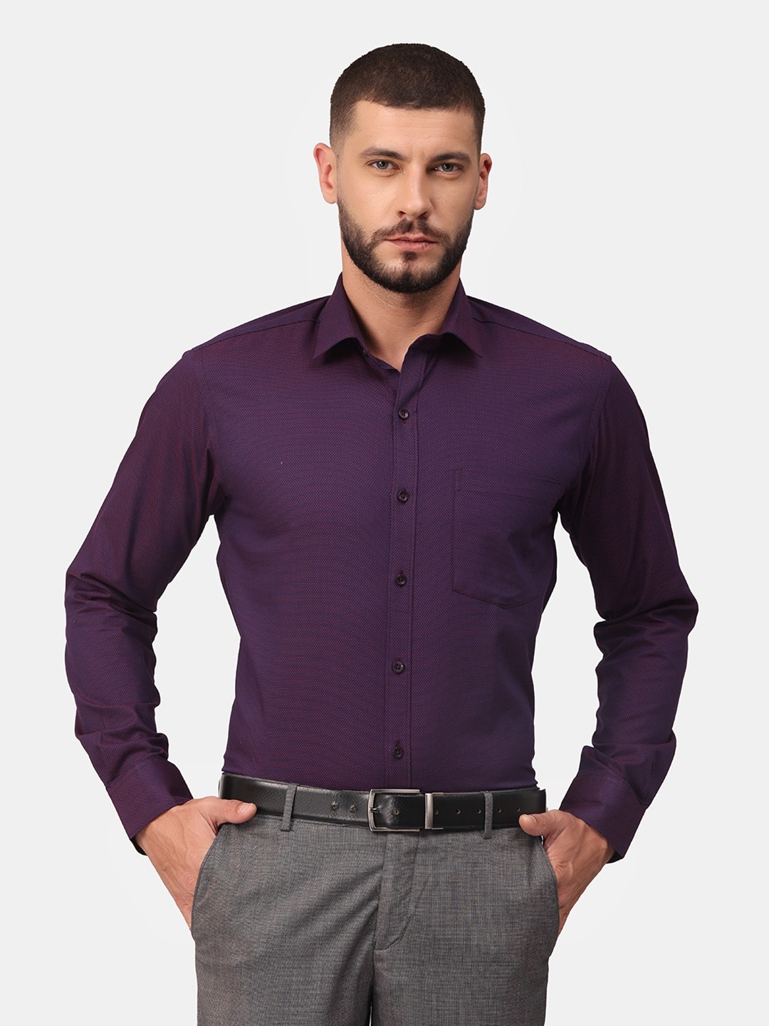 

Copperline Men Purple Comfort Slim Fit Cotton Formal Shirt