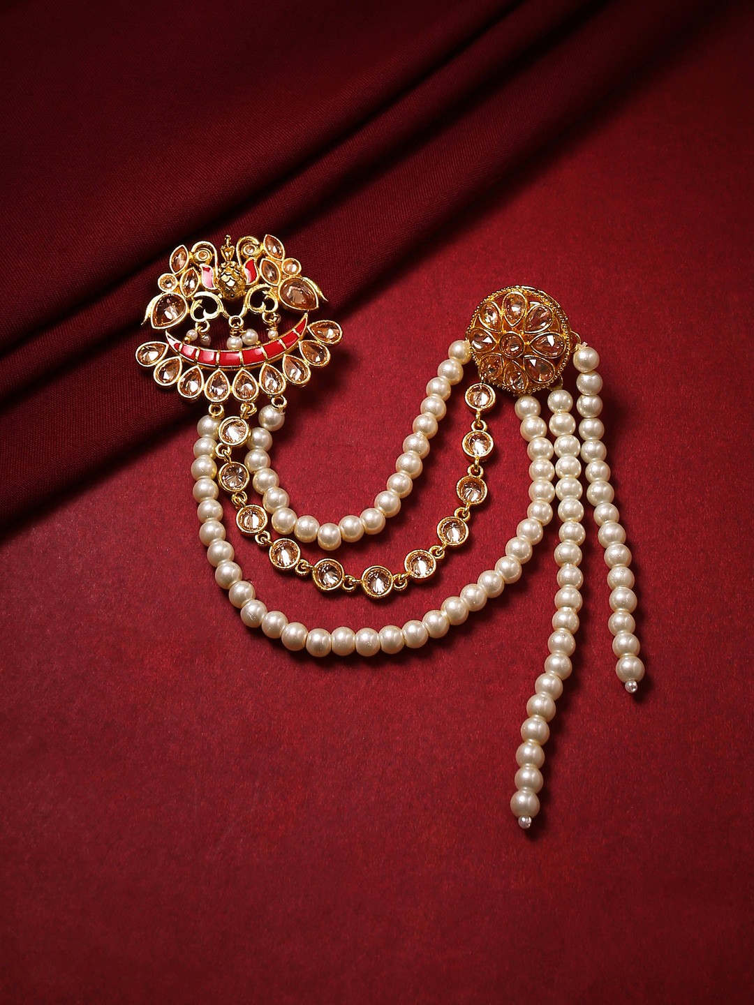 

Voylla Women Gold-Toned Groom Royal Pearl Brooch