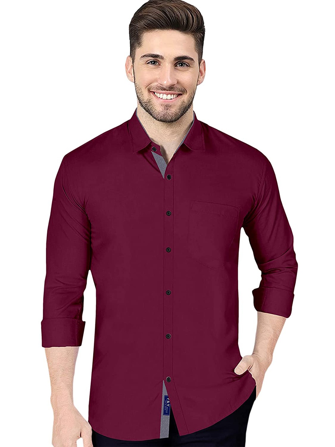 

KAJARU Men Maroon Slim Fit Casual Shirt