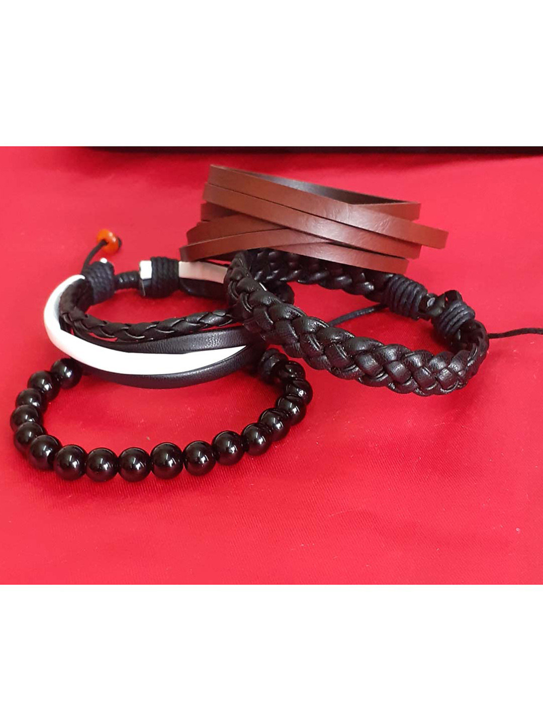 

RICH AND FAMOUS Men Set of 4 Leather Wraparound Bracelet, Multi