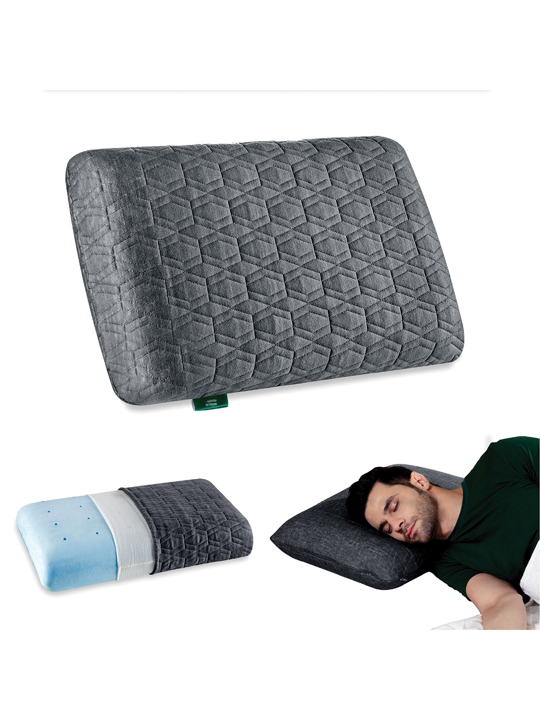 

The White Willow Grey Textured Cooling Gel Memory Foam Regular Bed Pillow