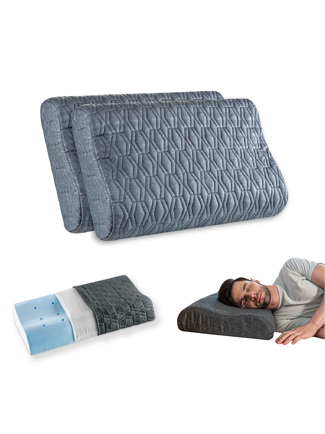 

The White Willow Set Of 2 Grey Solid Sleep Pillows