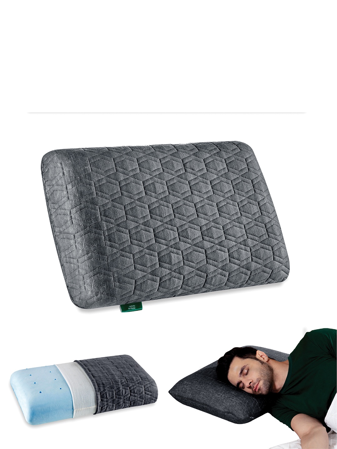 

The White Willow Grey Solid Cooling Gel Memory Foam Pillows