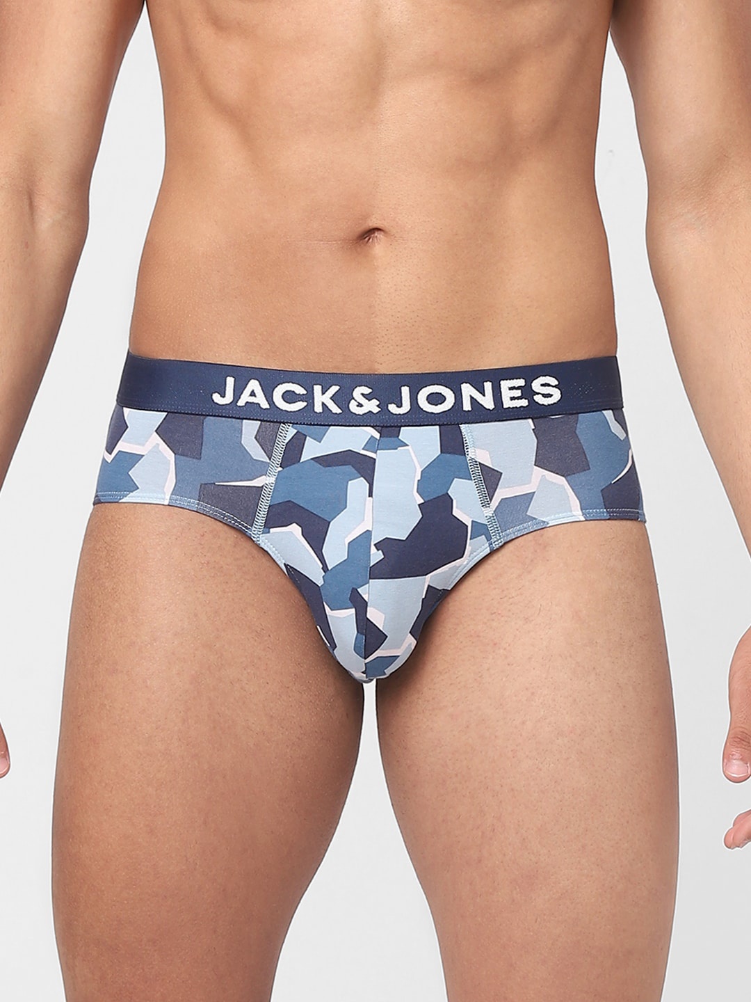 

Jack & Jones Men Blue Abstract Printed Cotton Basic Briefs