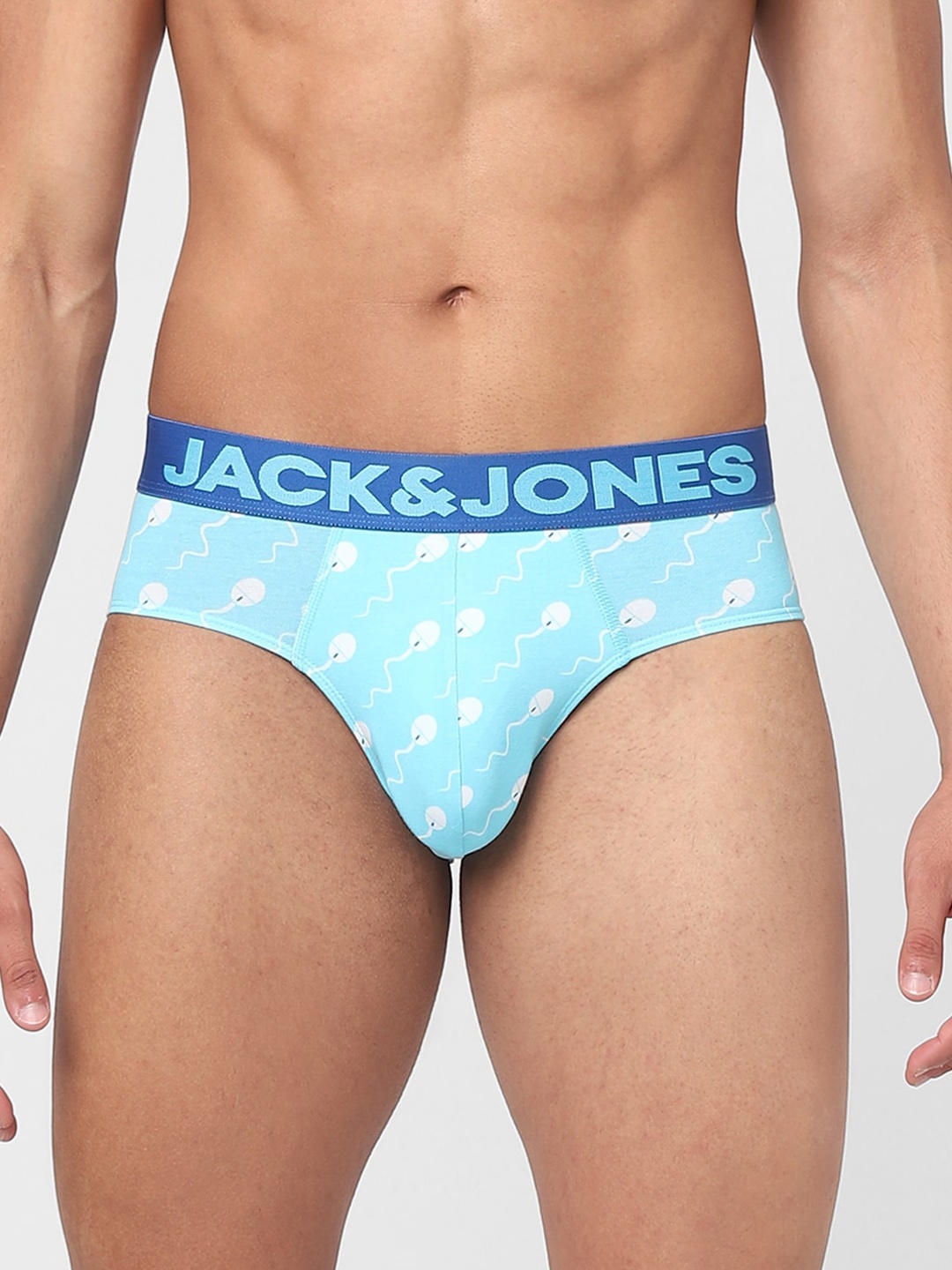 

Jack & Jones Men Blue Printed Cotton Mid-Rise Basic Briefs