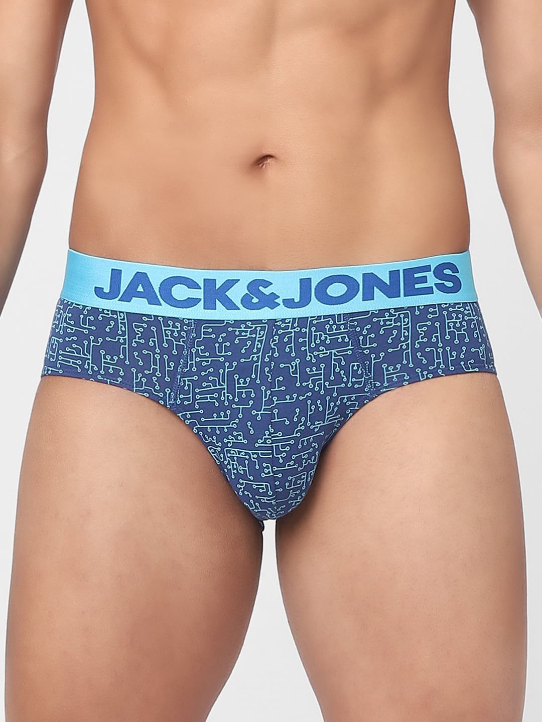 

Jack & Jones Men Blue Printed Basic Briefs