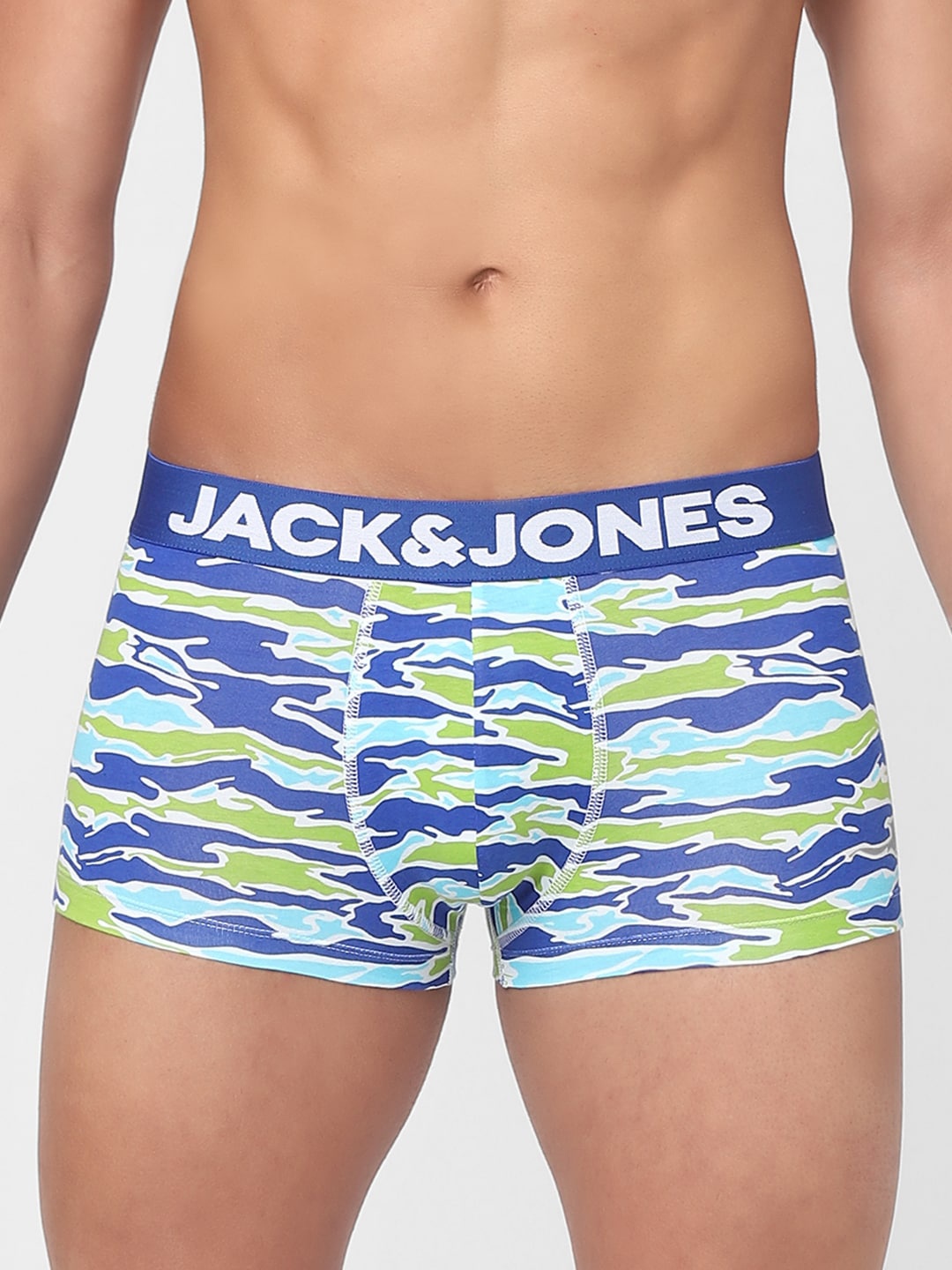 

Jack & Jones Men Blue & Green Printed Cotton Trunks 116800601