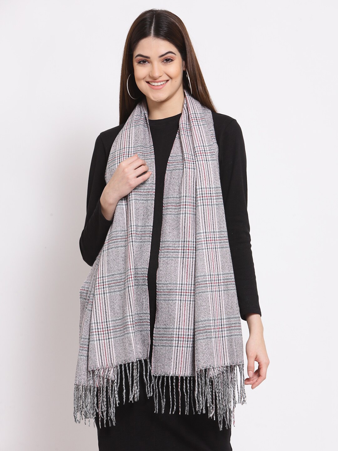 

Calvadoss Grey Checked Stole