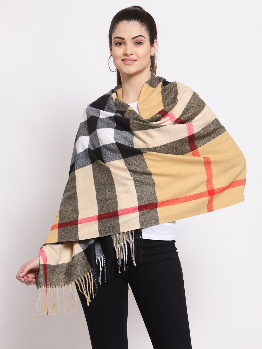 

Calvadoss Brown & Red Checked Stole