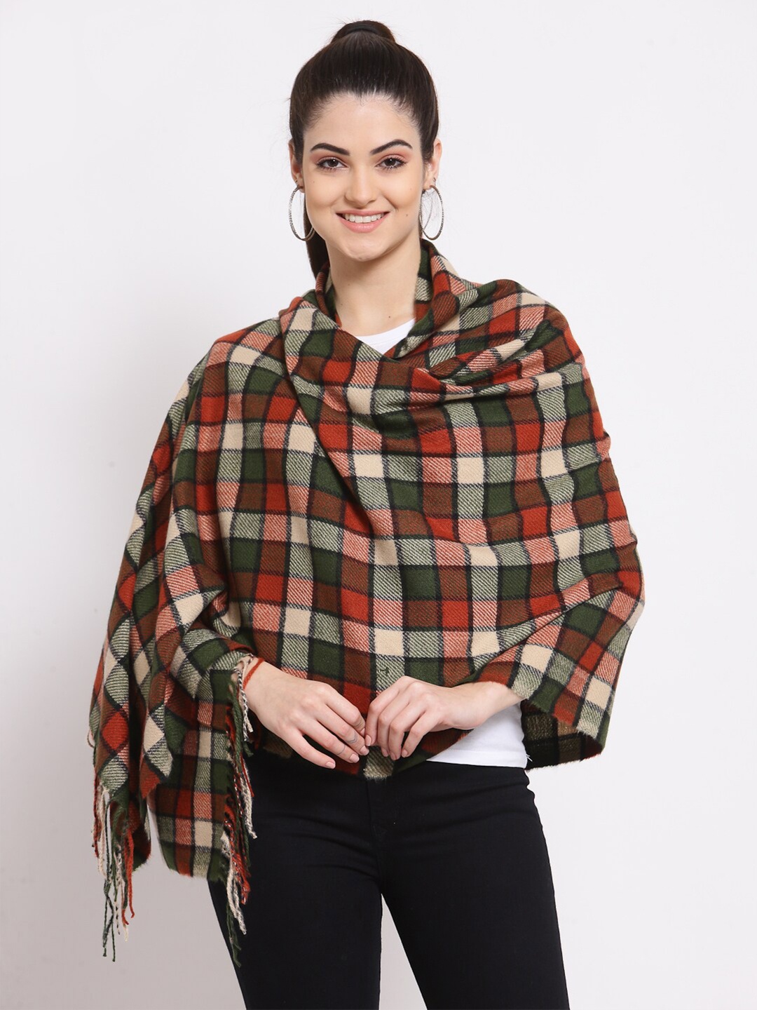 

Calvadoss Women Black & Red Checked Stole