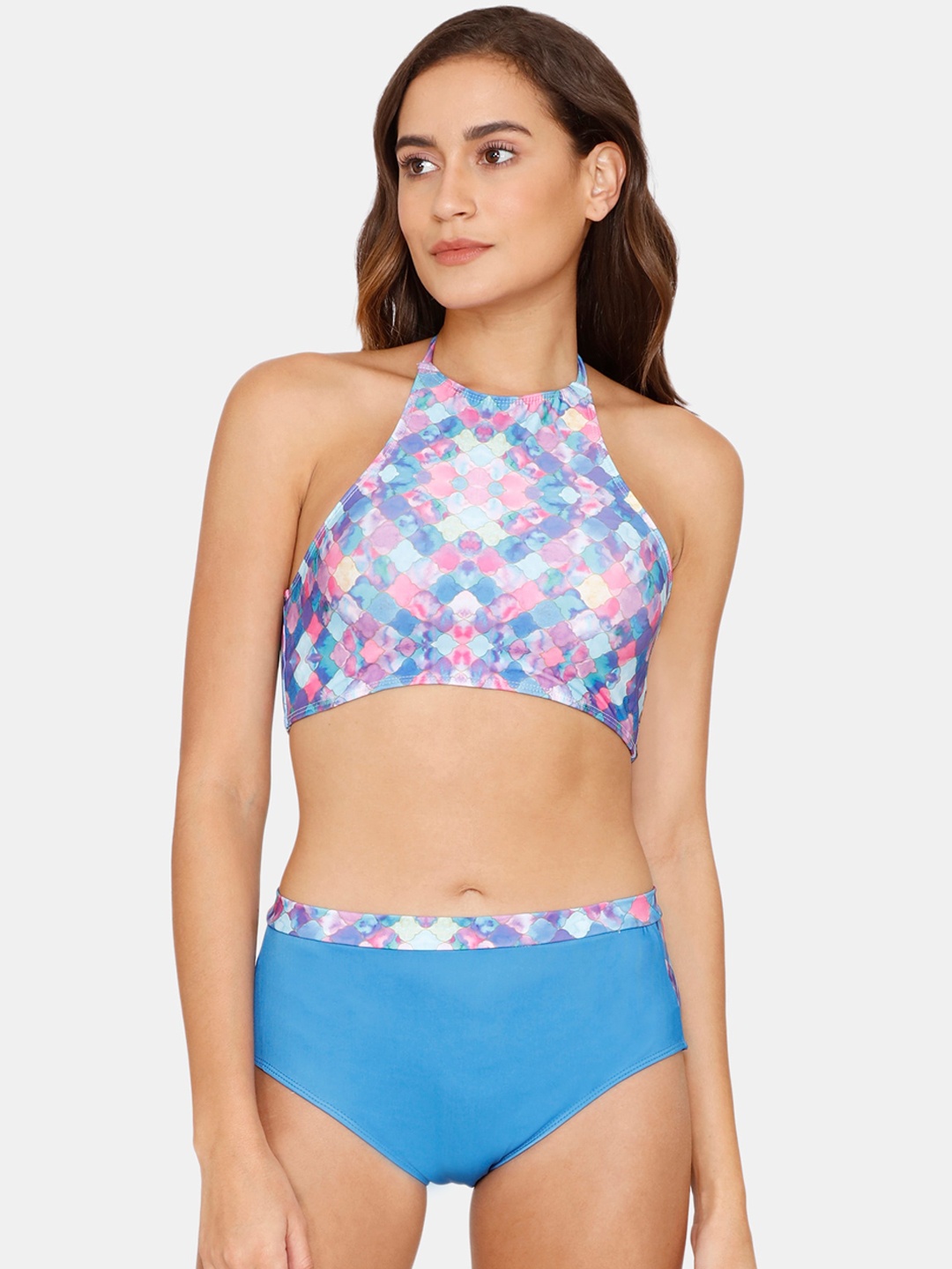 

Coucou Women Blue & Pink Printed Swim Set