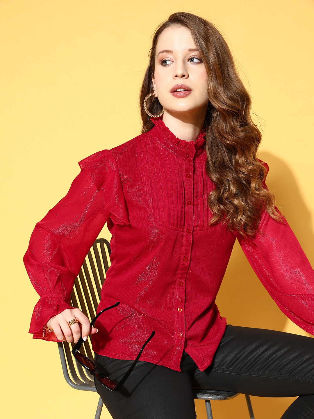 

plusS Women Red Casual Shirt