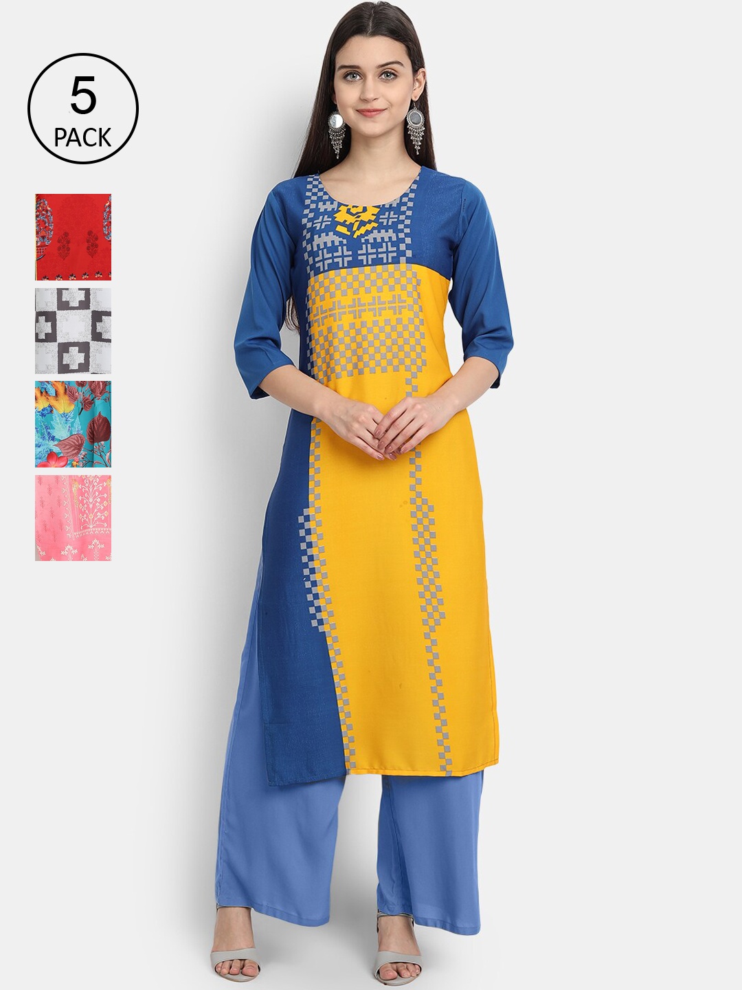 

Ethnic basket Women Blue & White Printed Kurta